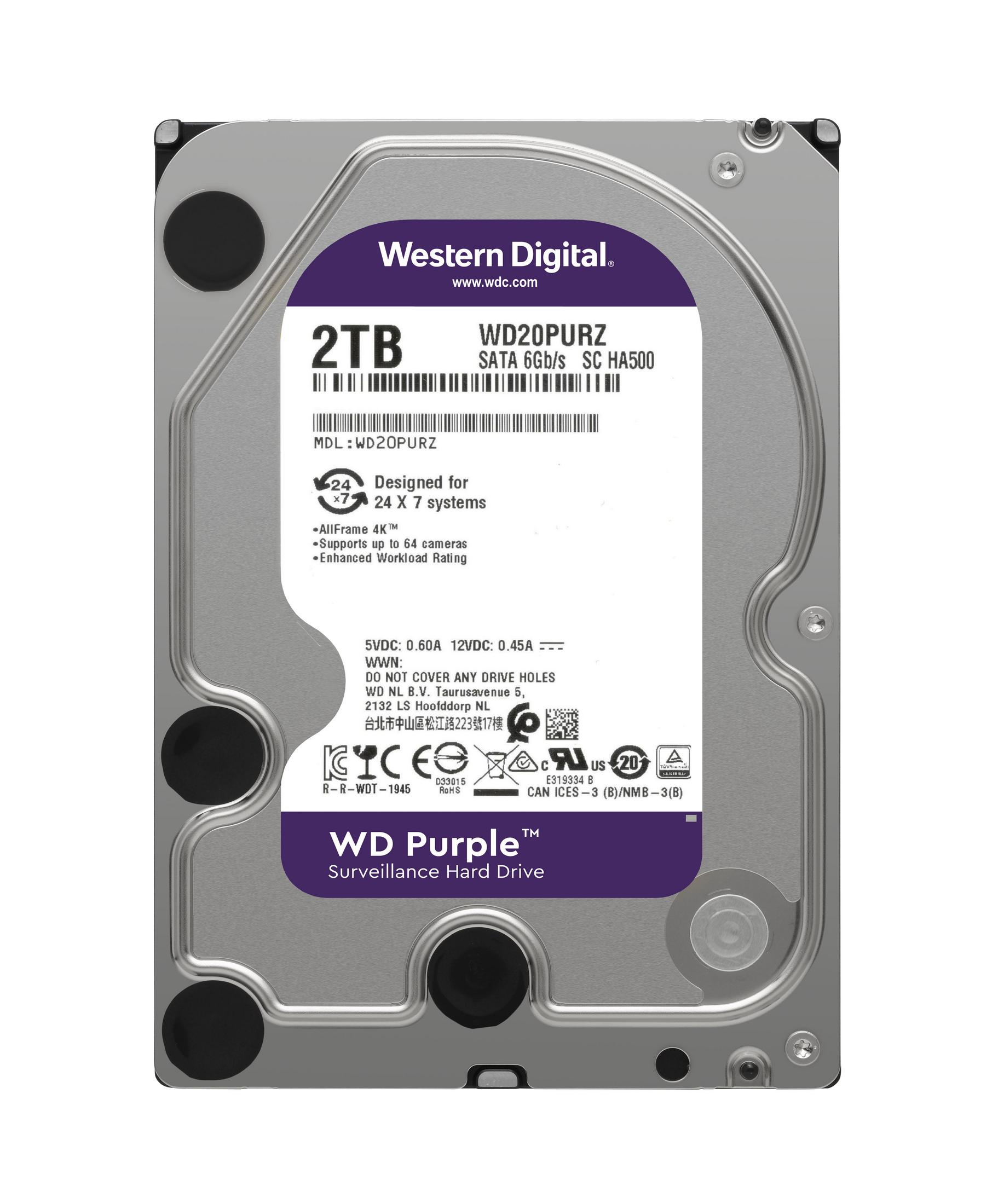 WESTERN DIGITAL HDD, Purple, intern GB, 2000 3,5 Zoll