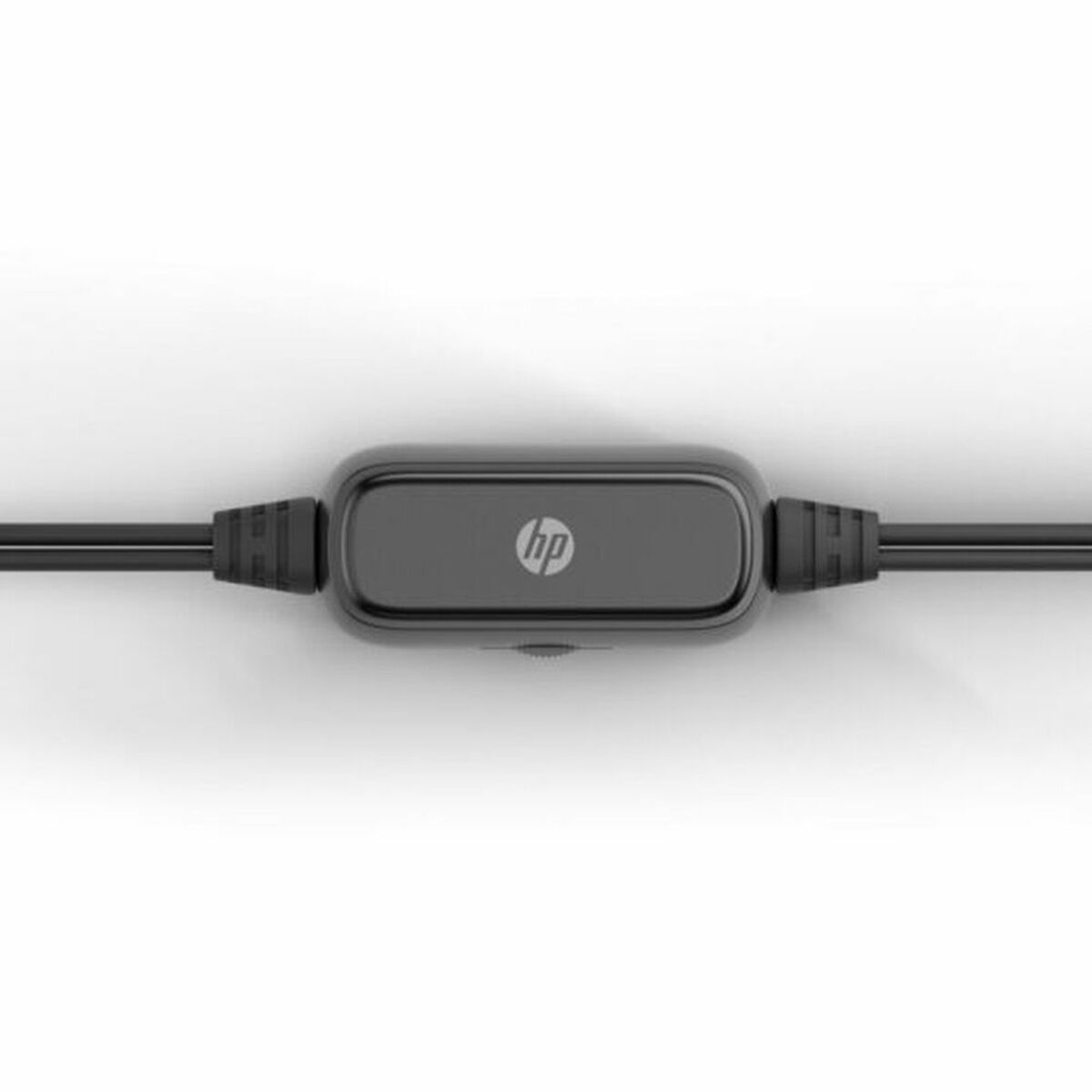 Ein schwarzer HP-Kabelanschluss. Das HP-Logo befindet sich in der Mitte. Das Kabel erstreckt sich von beiden Seiten.