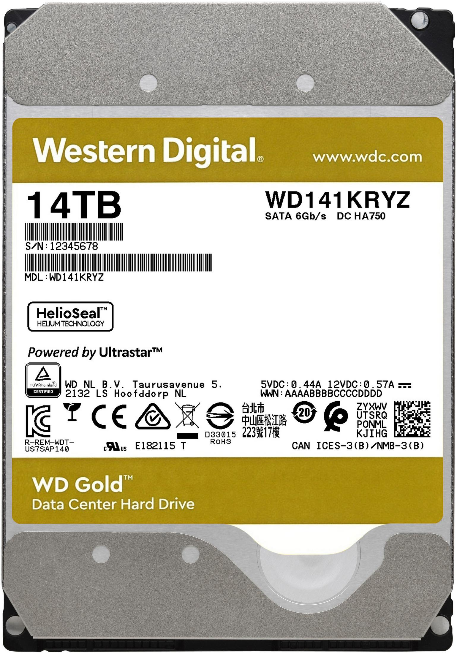 Gold, HDD, DIGITAL 14000 intern 3,5 GB, Zoll, WESTERN