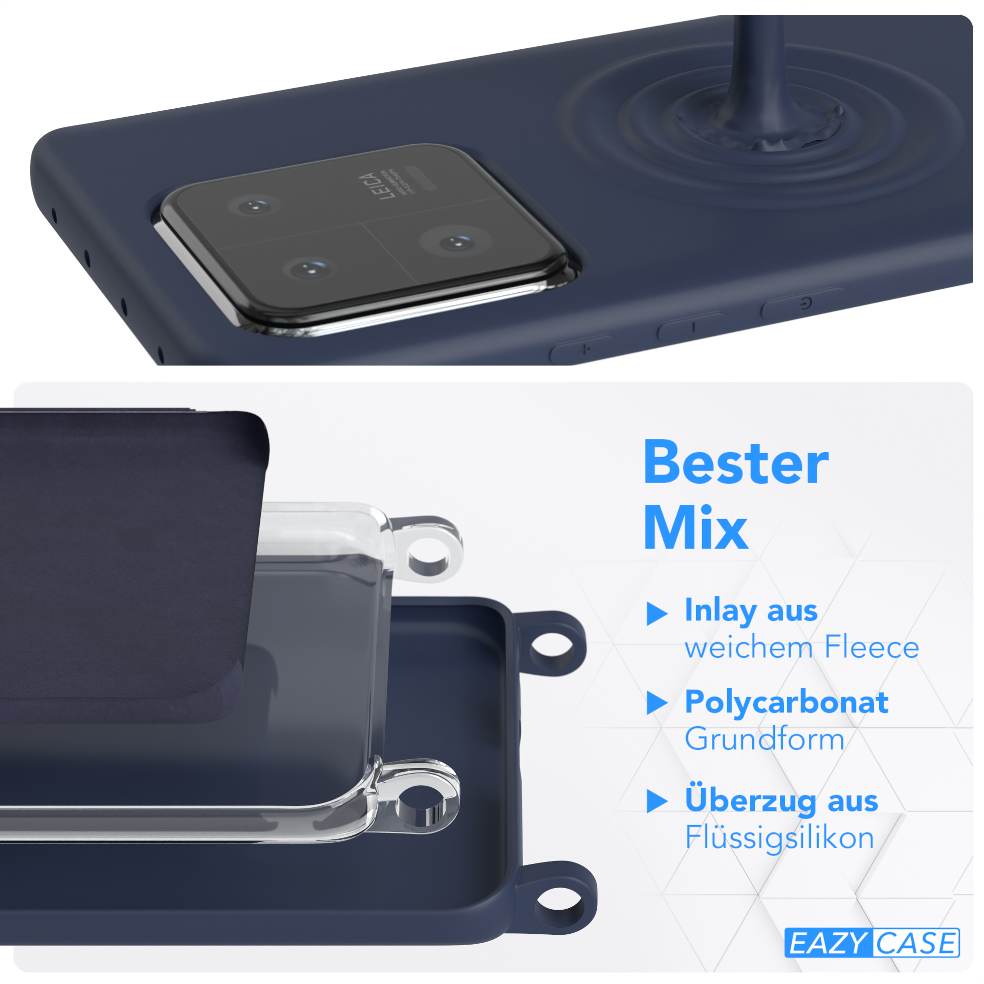 EAZY CASE Full Xiaomi, Pro, 13 Color Silikonhülle, Camouflage Blau Handykette Umhängetasche