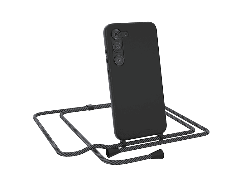 EAZY CASE Handykette Full / Samsung, Galaxy Grau Color Schwarz Silikonhülle, Umhängetasche, S23