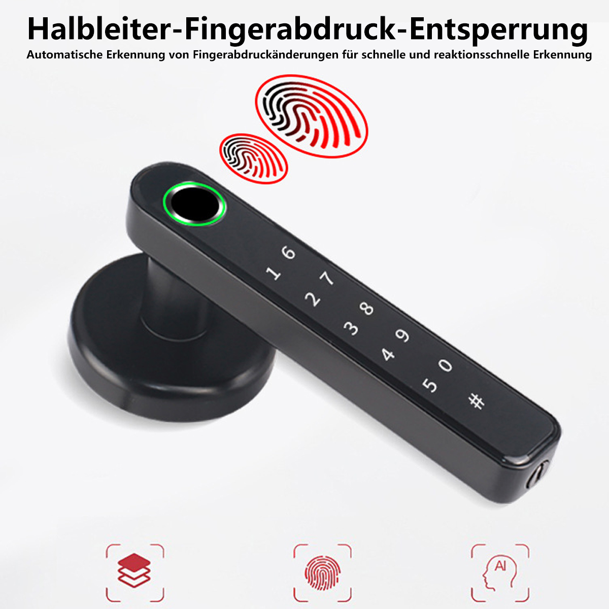 BYTELIKE weiß Lock Lock für Handy Bluetooth Büro Fingerprint Einzeloperation, Türschloss Zimmertür Smart Unlock Türschlösser, Smarte