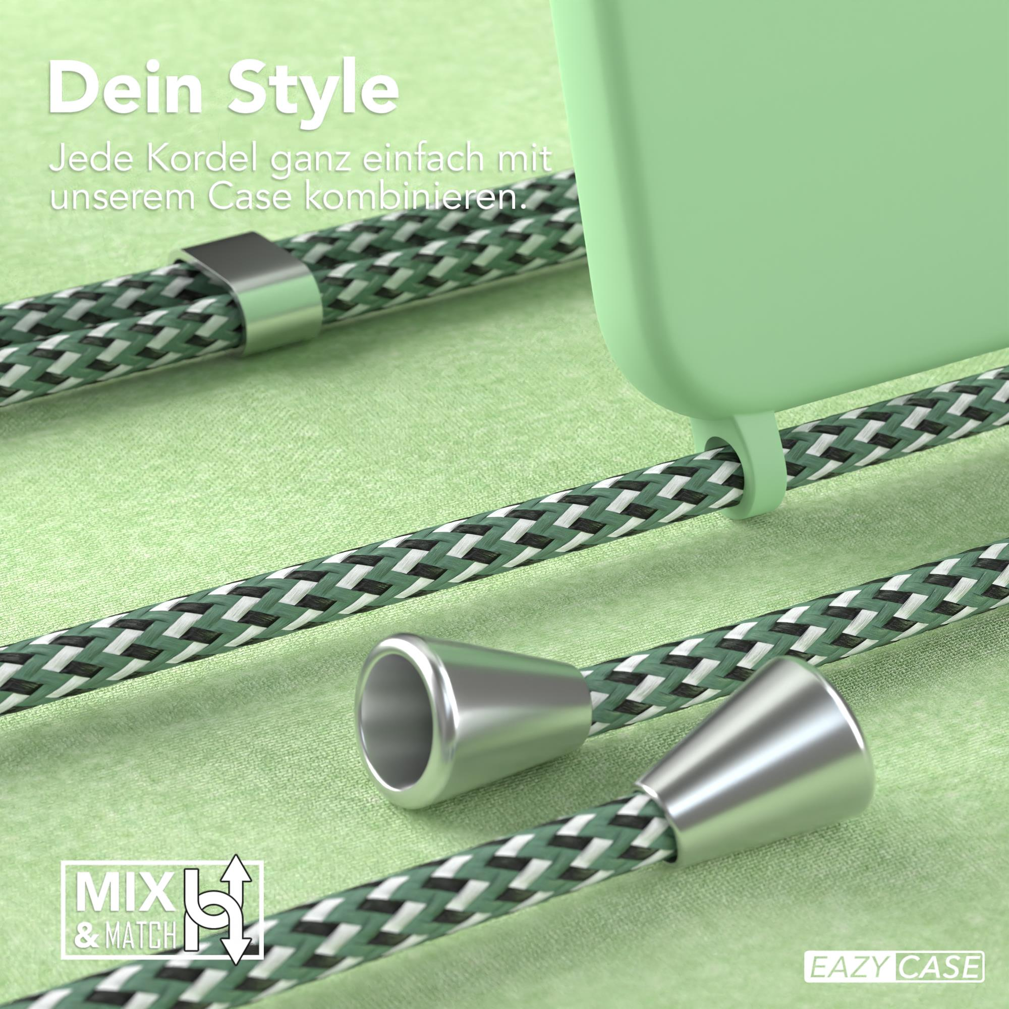 Handyhülle mit Band. Grün-weißes Kabel. Eazy Case Logo.
