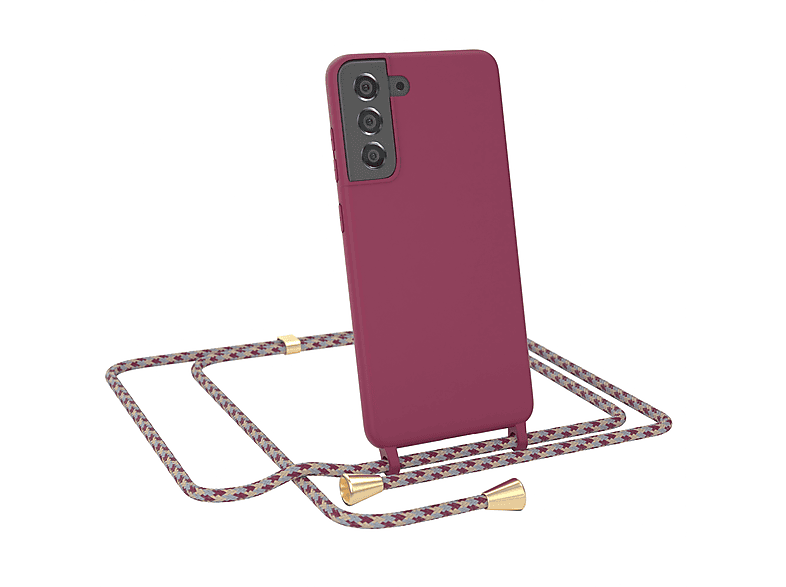 Color S21 Full Camouflage FE CASE Rot EAZY Galaxy Silikonhülle, 5G, Samsung, Handykette Umhängetasche,
