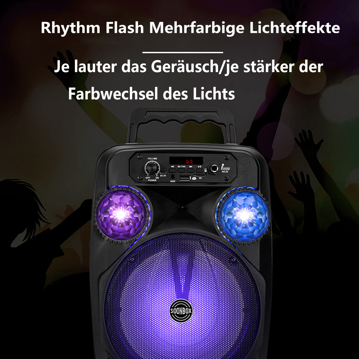 BYTELIKE Bluetooth-Lautsprecher Tragbar Beleuchtet Drahtlos (blau) Lauter Bluetooth Plug-in Lautsprecher Klein Bass Audio