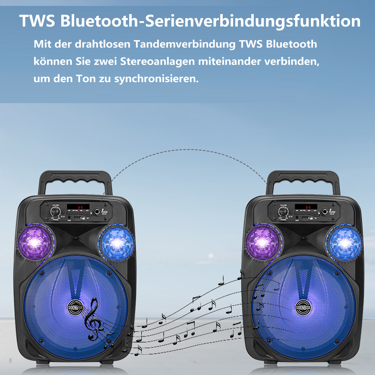 Bluetooth-Lautsprecher Plug-in Bass Klein Lautsprecher Beleuchtet Audio Tragbar BYTELIKE (blau) Drahtlos Bluetooth Lauter