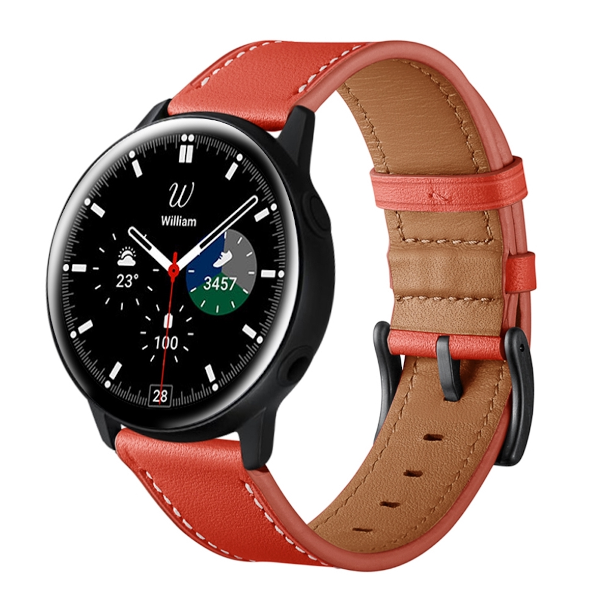 Watch Galaxy 4 Echt 6 Band, mm 45mm / Watch / 42 / 5 / 43 6 Leder Samsung, / mm 5 Classic / Ersatzarmband, 46 WIGENTO Design 44 4 Watch 40 47 Pro Rot mm,