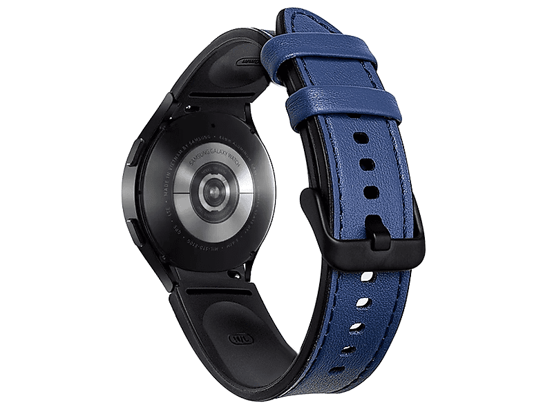 WIGENTO Design Kunstleder Armband, Ersatzarmband, Samsung, Galaxy Watch 6 / 5 / 4 40 44 mm / Watch 5 Pro 45mm / Watch 6 / 4 Classic 43 47 mm / 42 46 mm, Blau