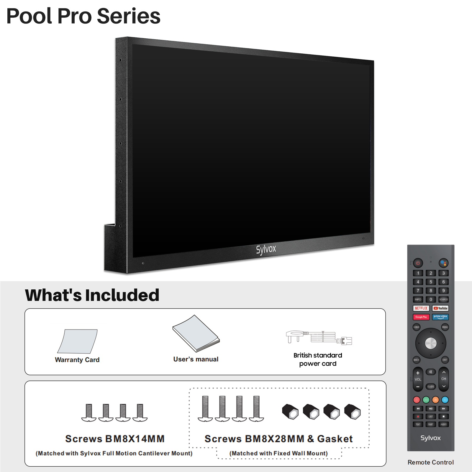 SYLVOX Pool Zoll LED 4K, Outdoor TV) cm, Zoll OT65A2KEGE-EU TV SMART pro 165,1 65 (Flat, TV 65 / HDR