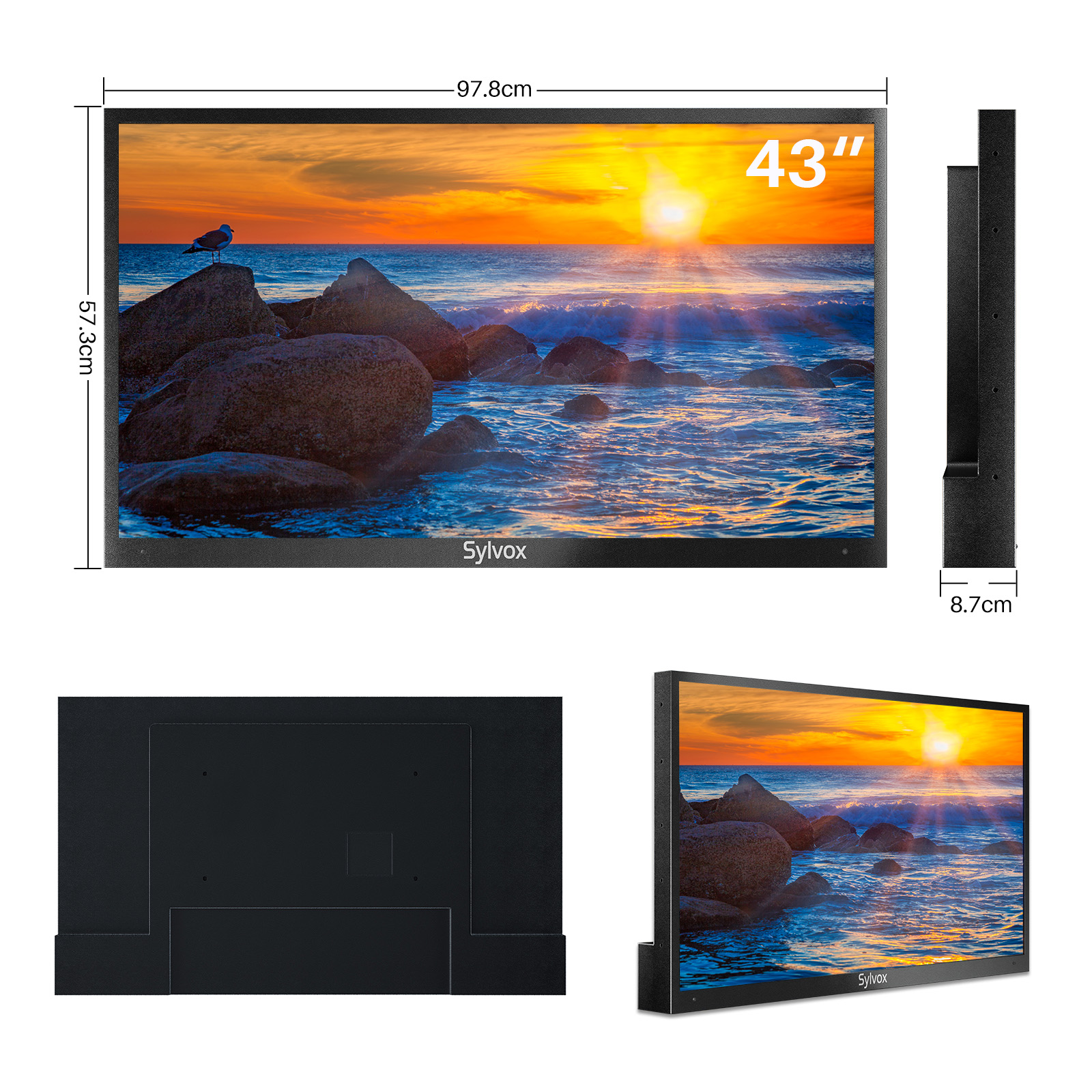 SYLVOX 43 Zoll Outdoor HDR TV) SMART Pool Pro TV Zoll / 2000nit 4K, OT43A2KEGE-EU (Flat, cm, 43 109,2 TV
