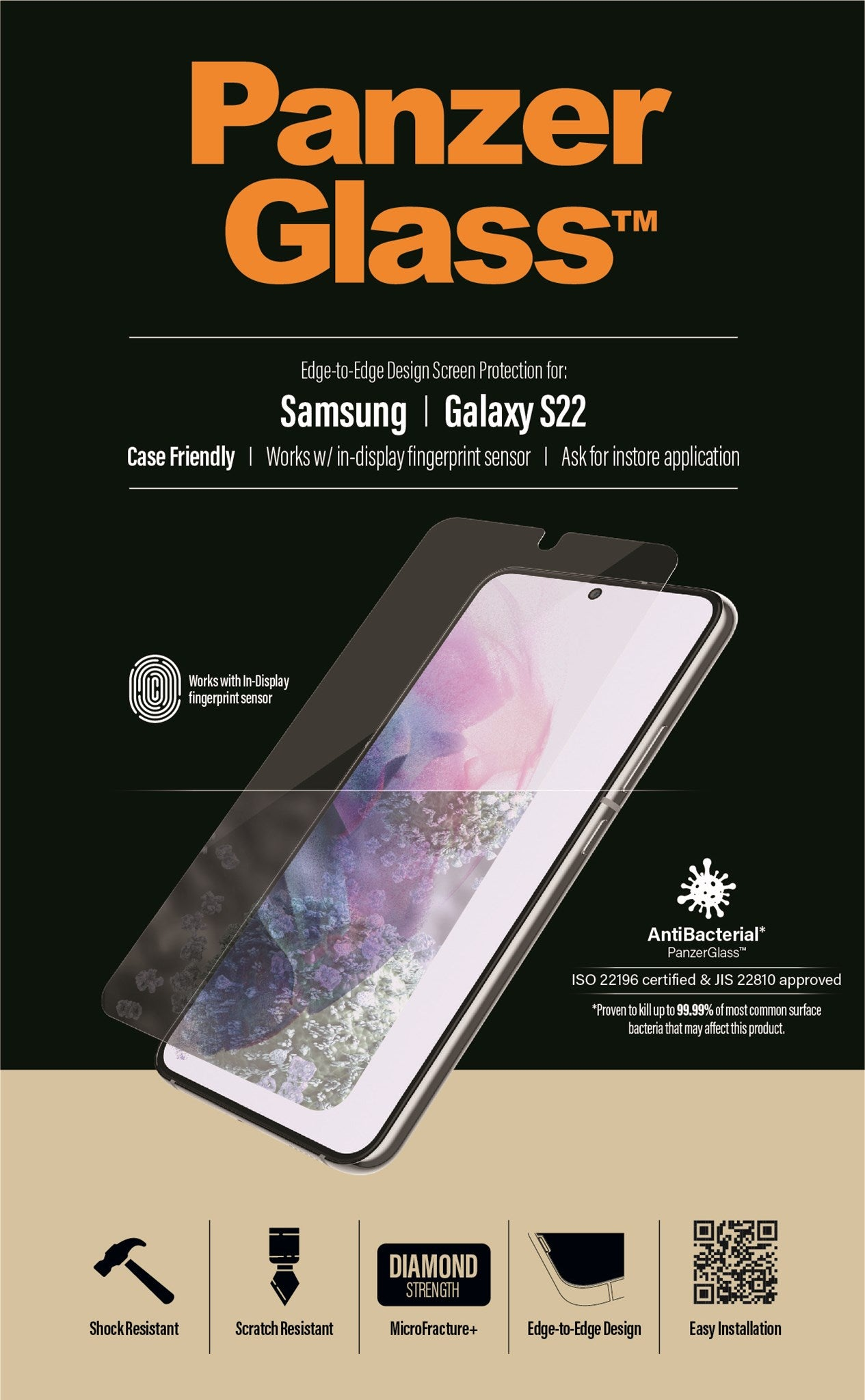 S22) PANZER Galaxy Samsung Displayschutz(für GLASS Ultra-Wide Fit