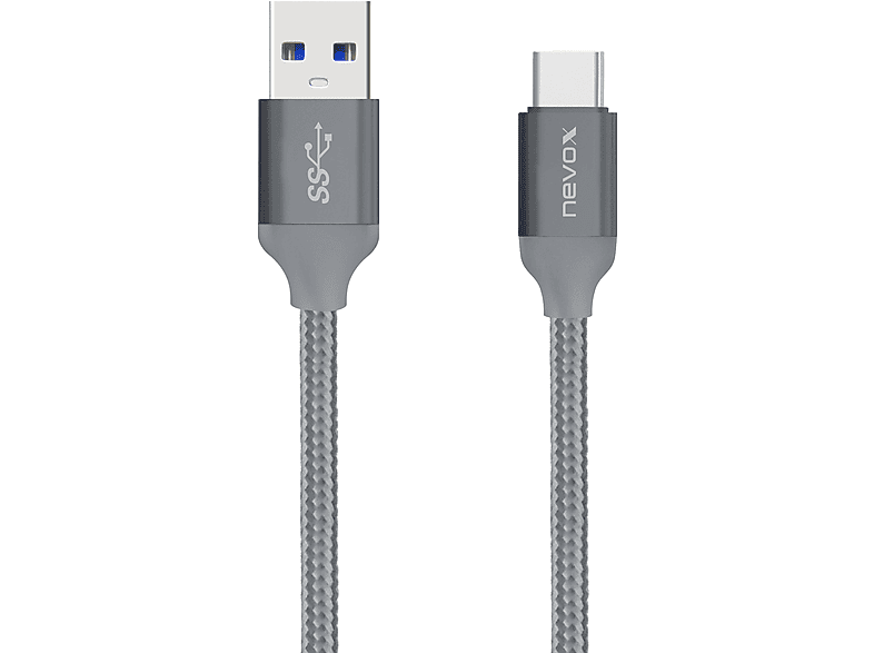 NEVOX USB-Type C zu USB 3.0 Kabel 2m Nylon Kabel & Adapter