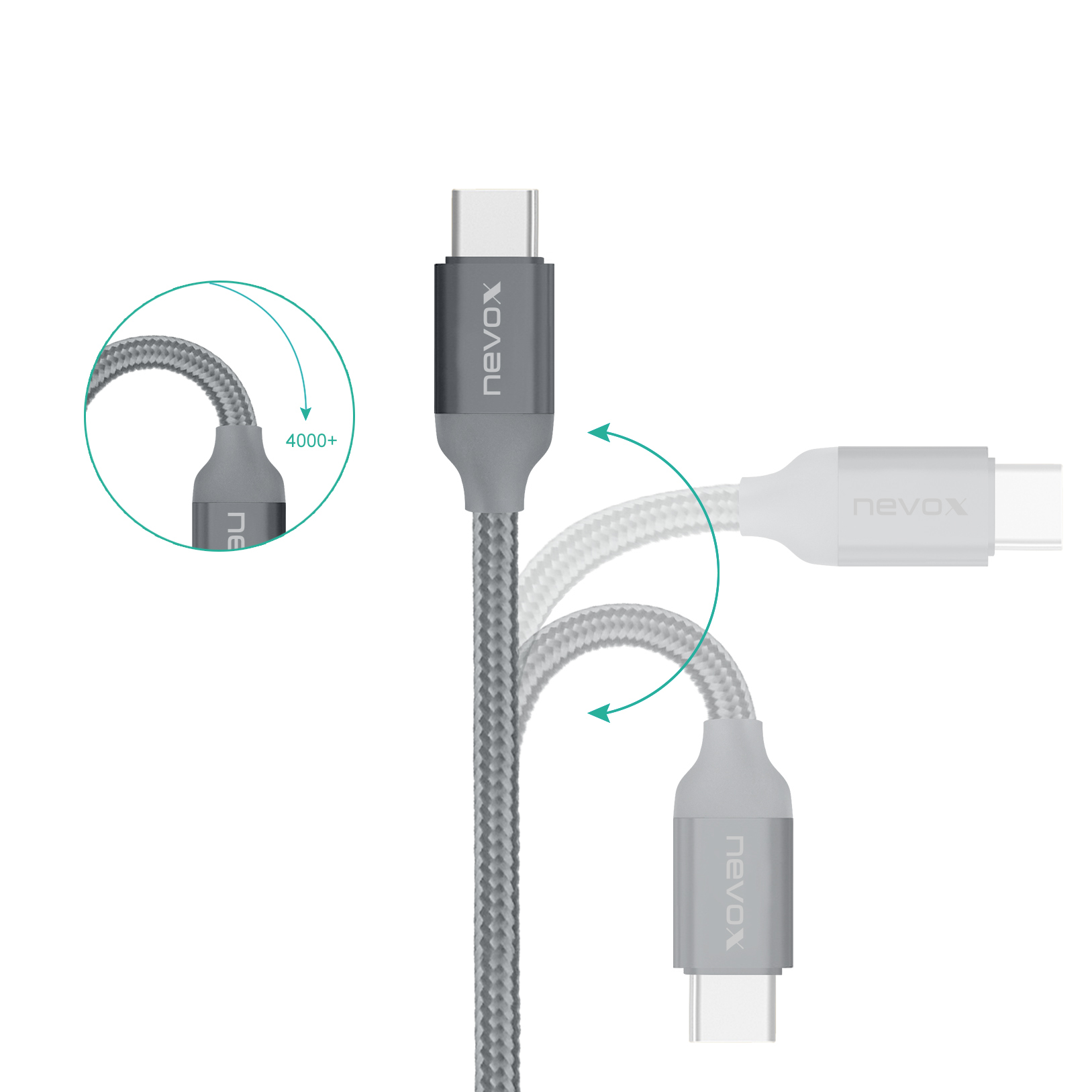 3.0 zu & Nylon NEVOX C USB Kabel USB-Type Adapter Kabel 2m
