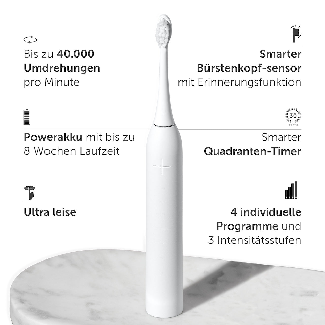 Elektrische Zahnbürste WONDERSMILE Schallzahnbürste Pro Weiß