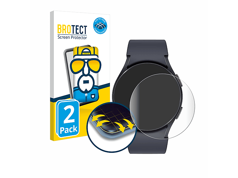 BROTECT 2x Flex Full-Cover 3D Curved Schutzfolie(für Samsung Galaxy Watch 6 (40 mm))