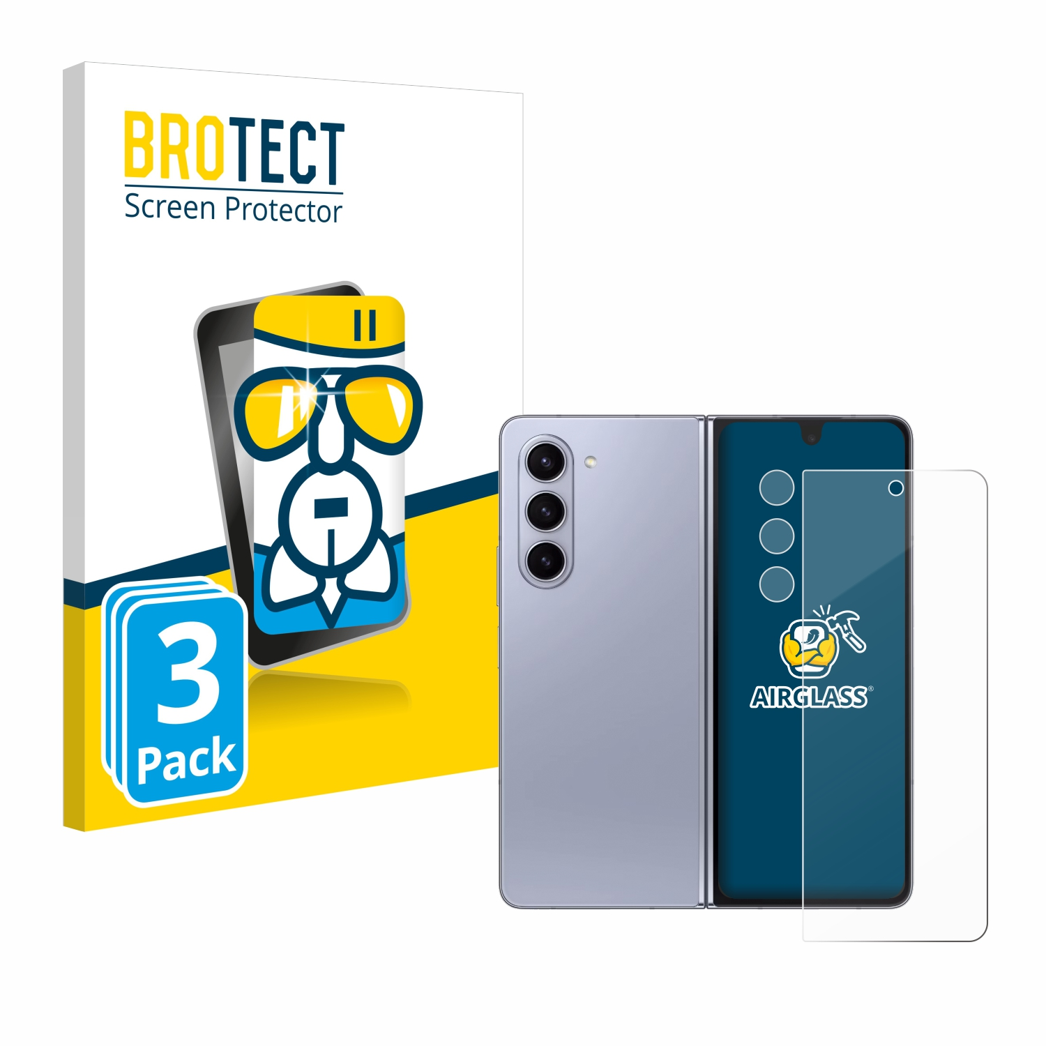 BROTECT 3x 5) Samsung Z Fold Galaxy Airglass Schutzfolie(für klare