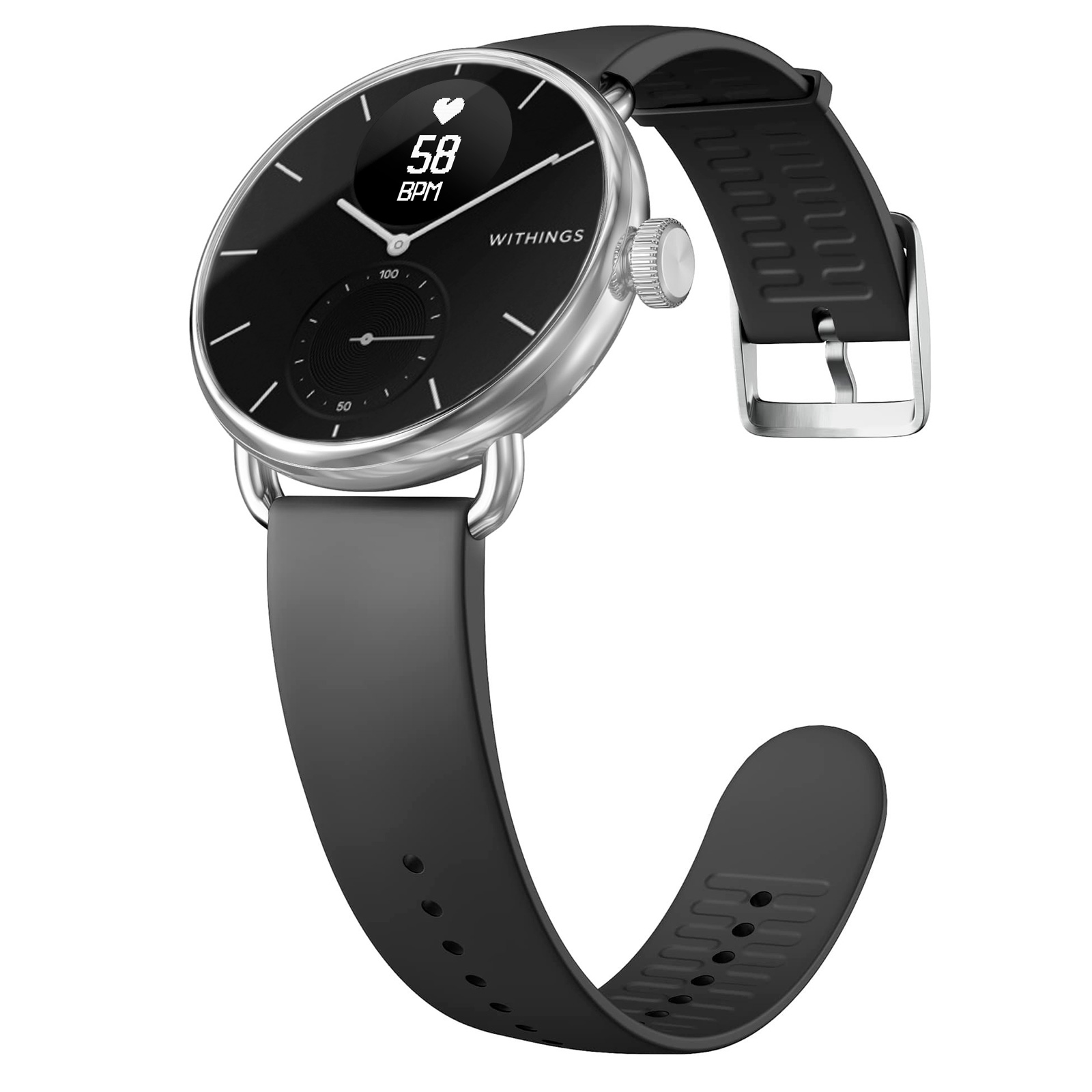Schwarz 18 HWA09-model Smartwatch mm, Edelstahl 2-All-Int WITHINGS Fluorelastomer,