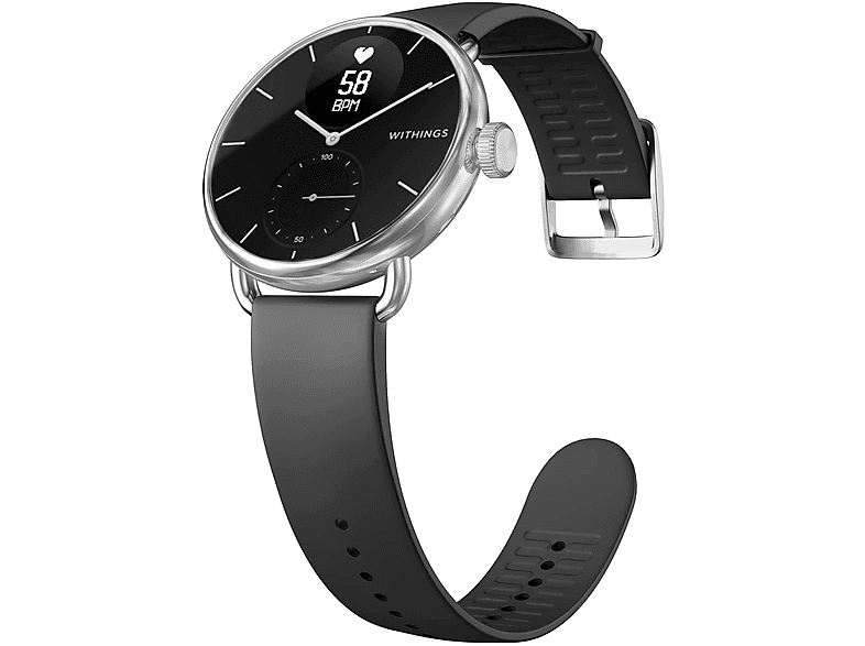 WITHINGS HWA09-model 2-All-Int Smartwatch Edelstahl Fluorelastomer, 18 mm, Schwarz