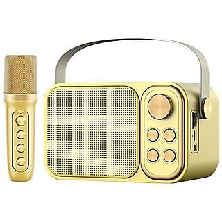 Altavoz Subwoofer Karaoke Retro Klack con micrófono, con Bluetooth, 10W - KLACK KARAOKERETRO_DORADO, Bluetooth, Oro