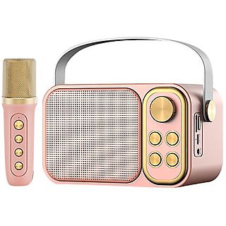 Altavoz Subwoofer Karaoke Retro Klack con micrófono, con Bluetooth, 10W - KLACK KARAOKERETRO_ROSA, Bluetooth, Rosa