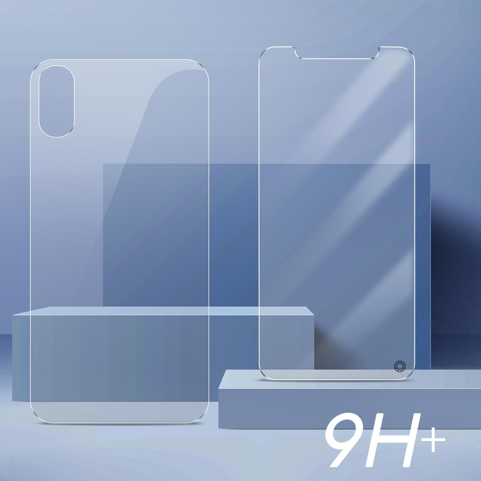 FORCE GLASS 360° Schutz XR) Rückseite Apple Schutzfolien(für + Vorder- iPhone