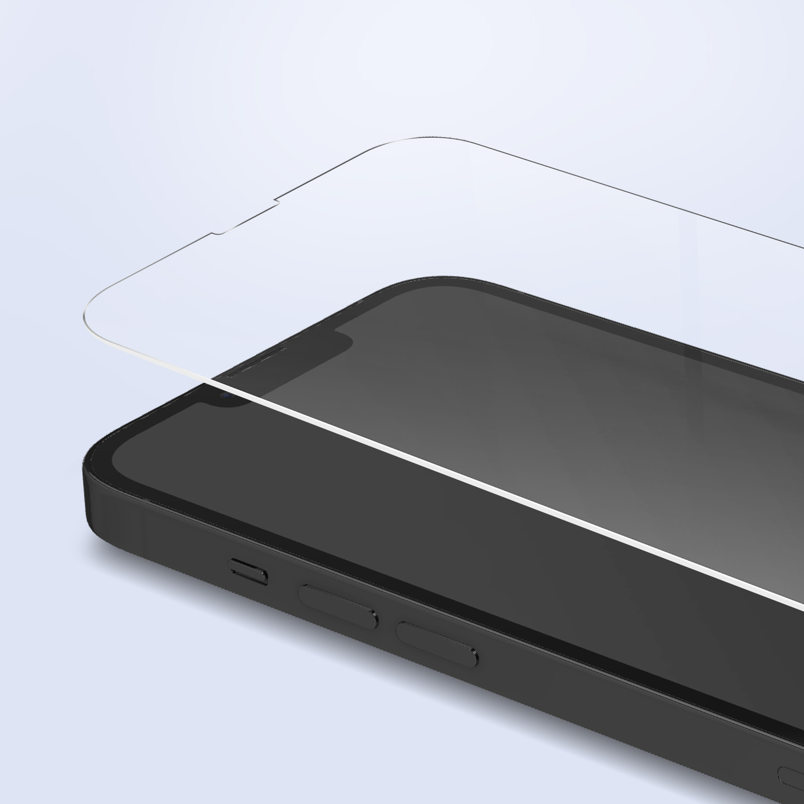 Un telefono con protezione schermo applicata, ripresa ravvicinata.