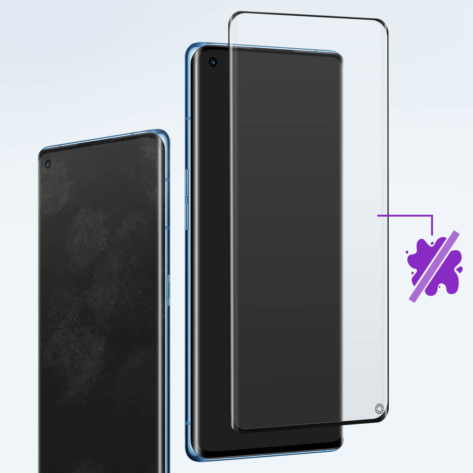 Twee telefoons met een schermbeschermer op één en niet op de andere.