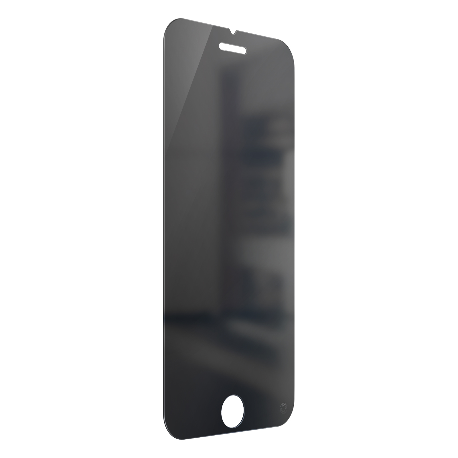Protecteur d'écran noir pour téléphone avec trou pour la caméra.