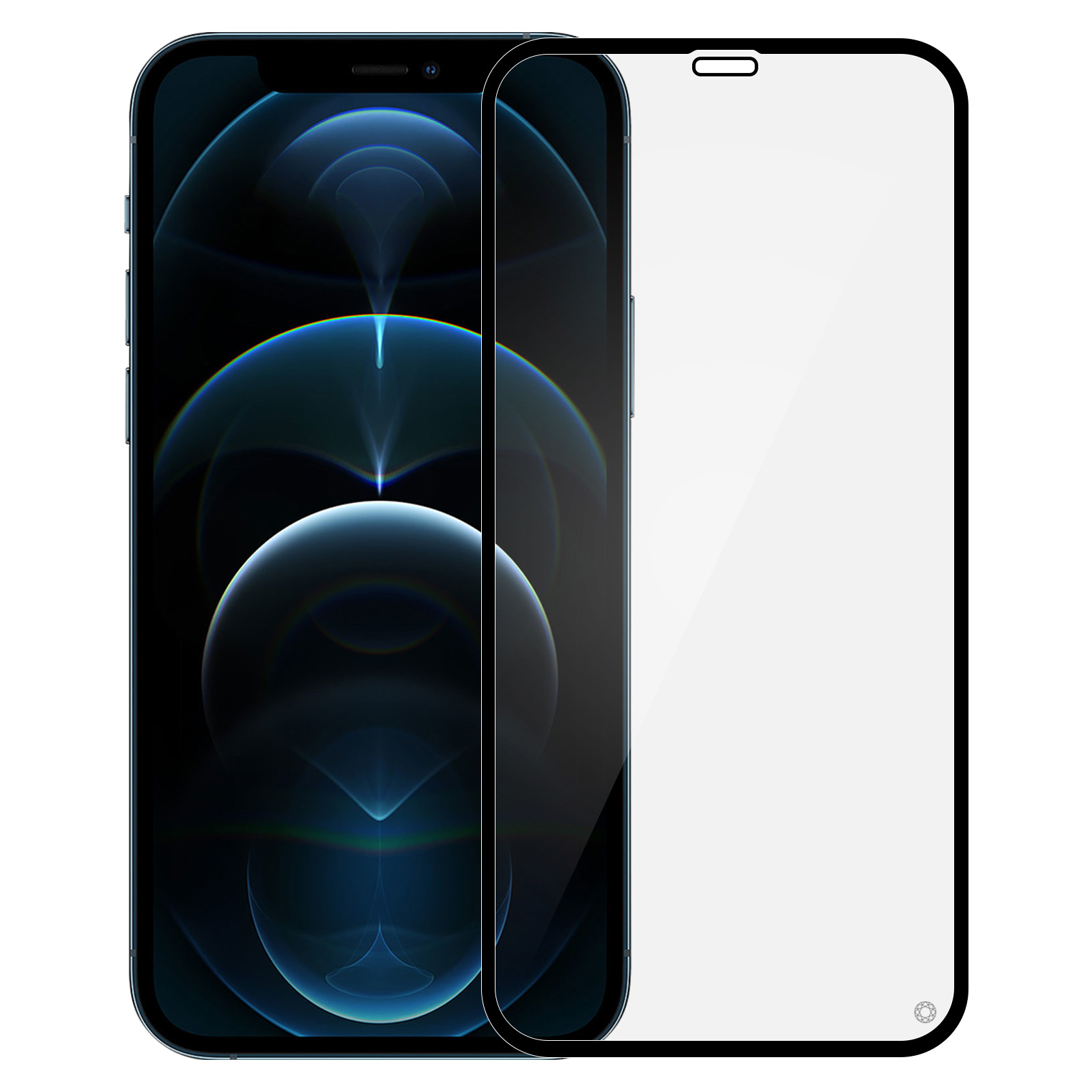 mit iPhone 12 Glas GLASS Flexibles Apple Rand ölabweisender Schutzfolie Pro) Schwarz Beschichtung, Schutzfolien(für FORCE