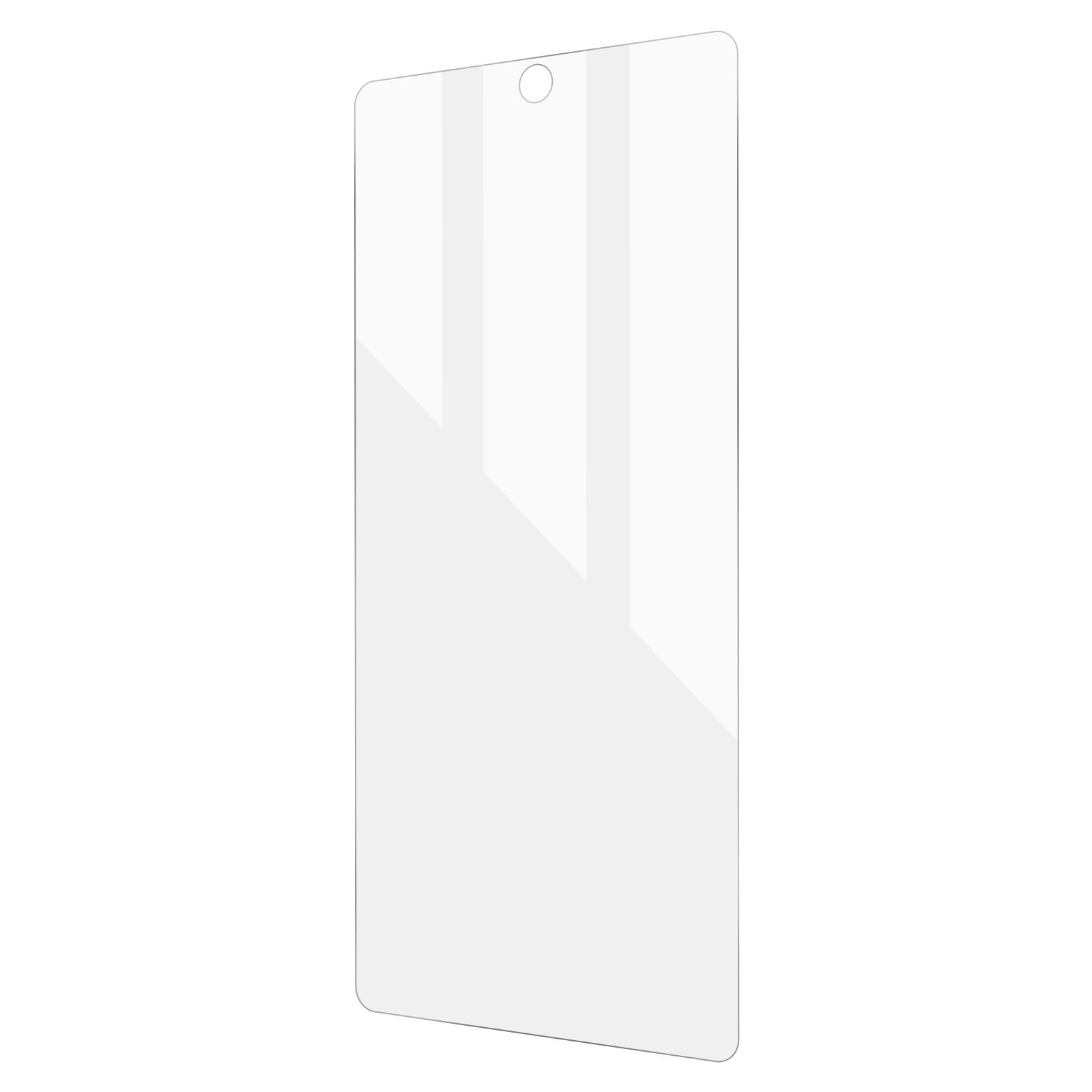 Przezroczysta szklana folia ochronna na telefon. Ochraniacz jest na białym tle.