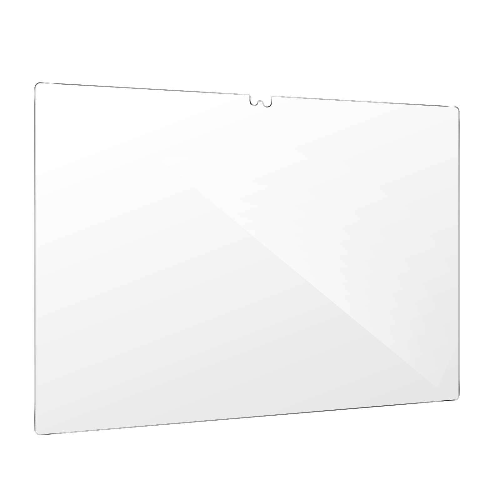 Przezroczysta prostokątna ochrona ekranu z wcięciem na górnej krawędzi.