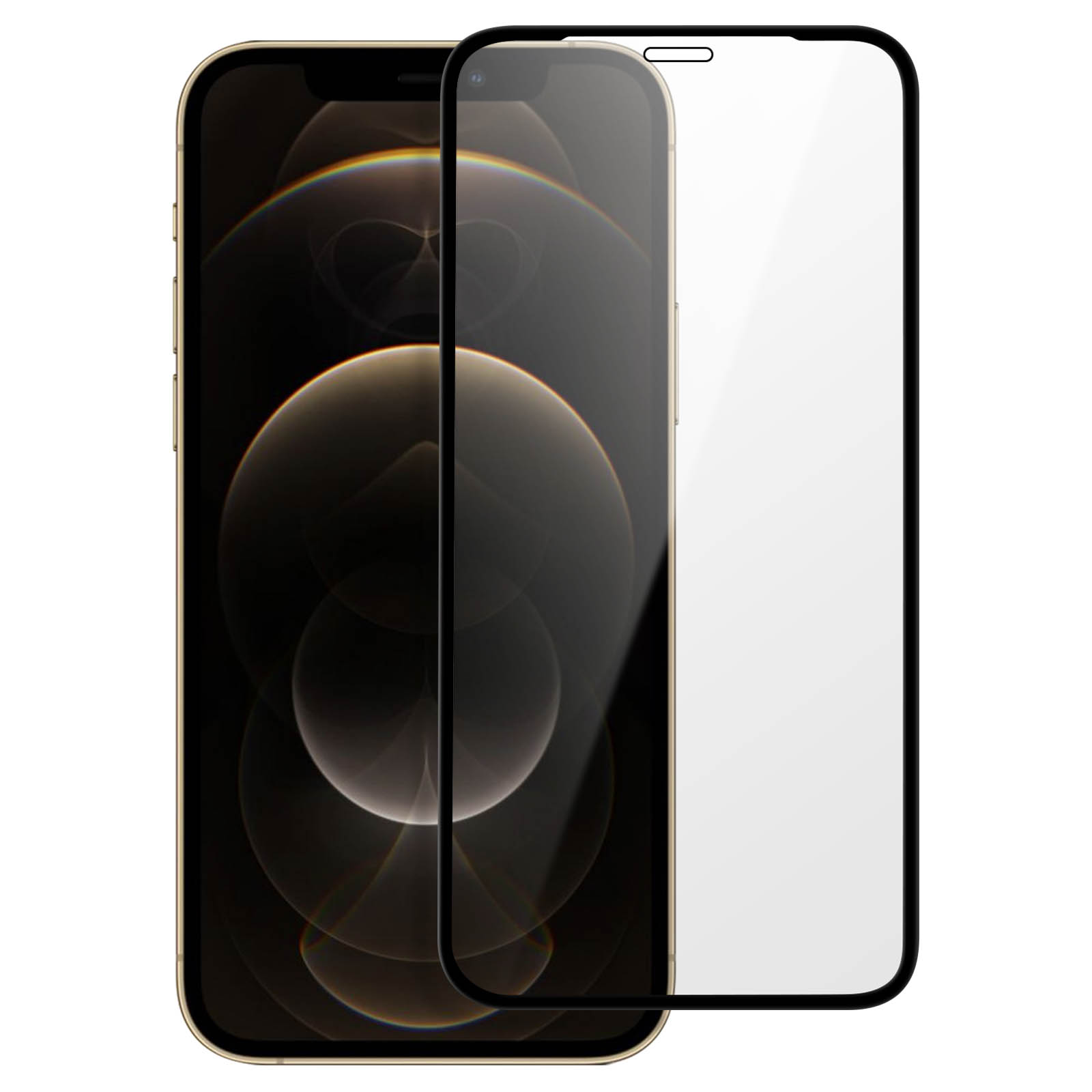Apple Glas-Folien(für Gehärtetes Härtegrad, mit Rand 12 Glas Max) 9H Pro iPhone 3MK Schwarz Schutzfolie