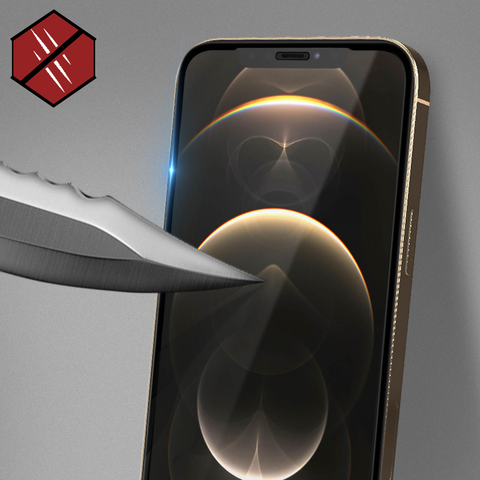 3MK Gehärtetes Glas Schutzfolie Schwarz iPhone 12 Rand mit Max) Pro 9H Apple Glas-Folien(für Härtegrad
