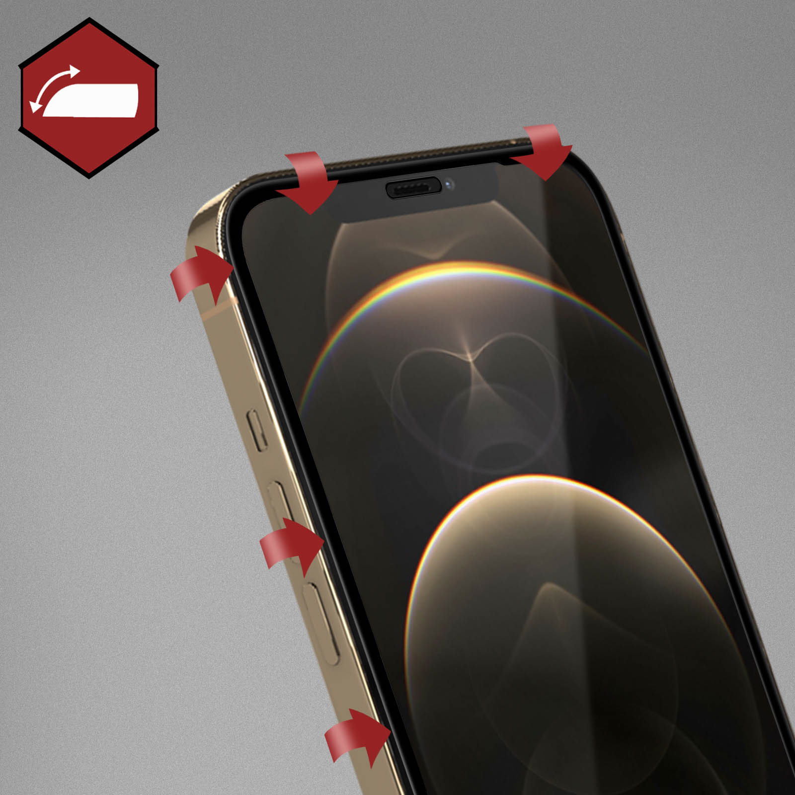 3MK Gehärtetes Glas Schutzfolie mit Glas-Folien(für Max) iPhone 9H 12 Schwarz Rand Apple Pro Härtegrad