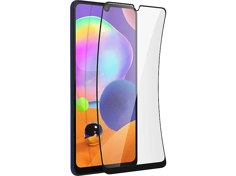 FORCE GLASS Flexibles ölabweisender Galaxy A31) Schwarz Samsung Beschichtung, mit Rand Schutzfolien(für Glas Schutzfolie
