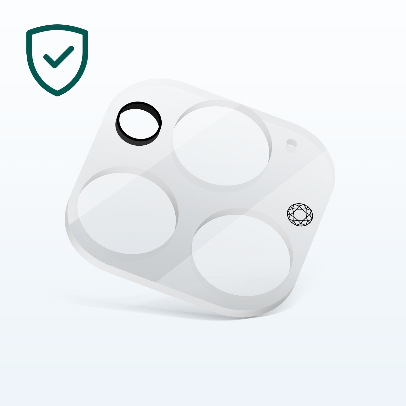 Protecteur d'écran pour un téléphone avec trois caméras et un logo de coche.