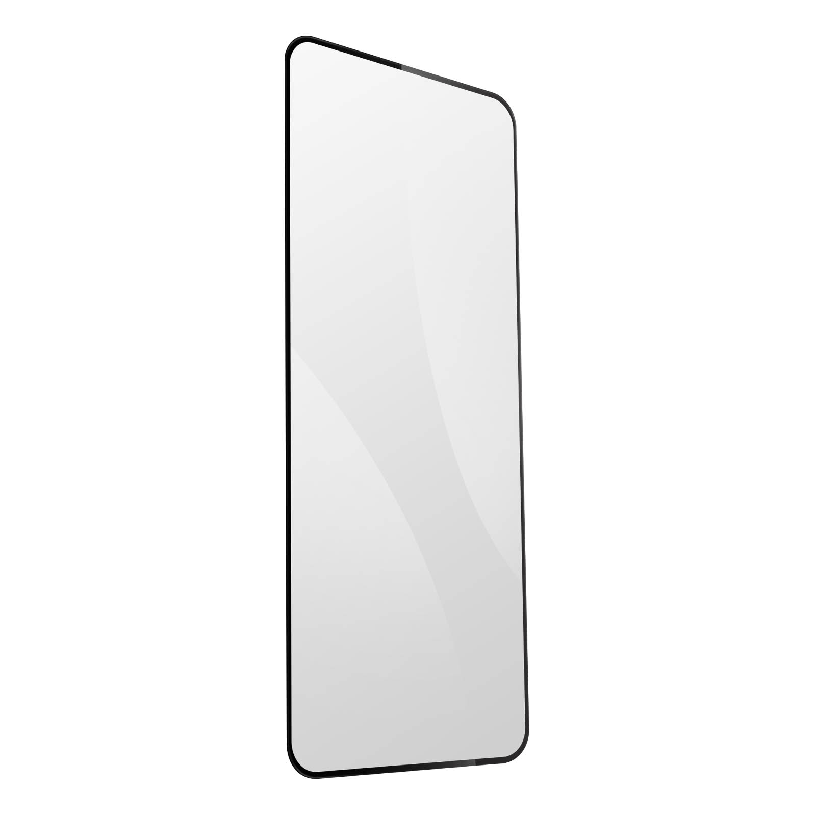 Prostokątna osłona ekranu z czarnymi krawędziami, ustawiona pionowo. Białe tło.