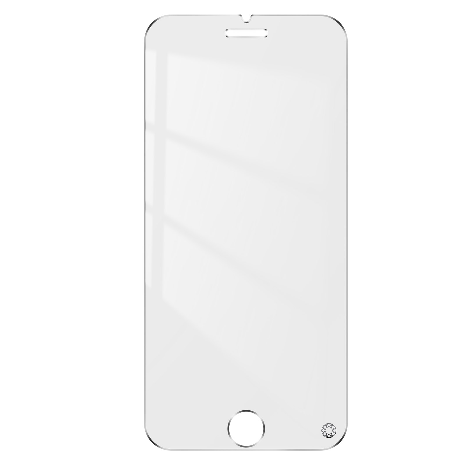 Un protecteur d'écran transparent pour un téléphone. Il est sur un fond blanc.