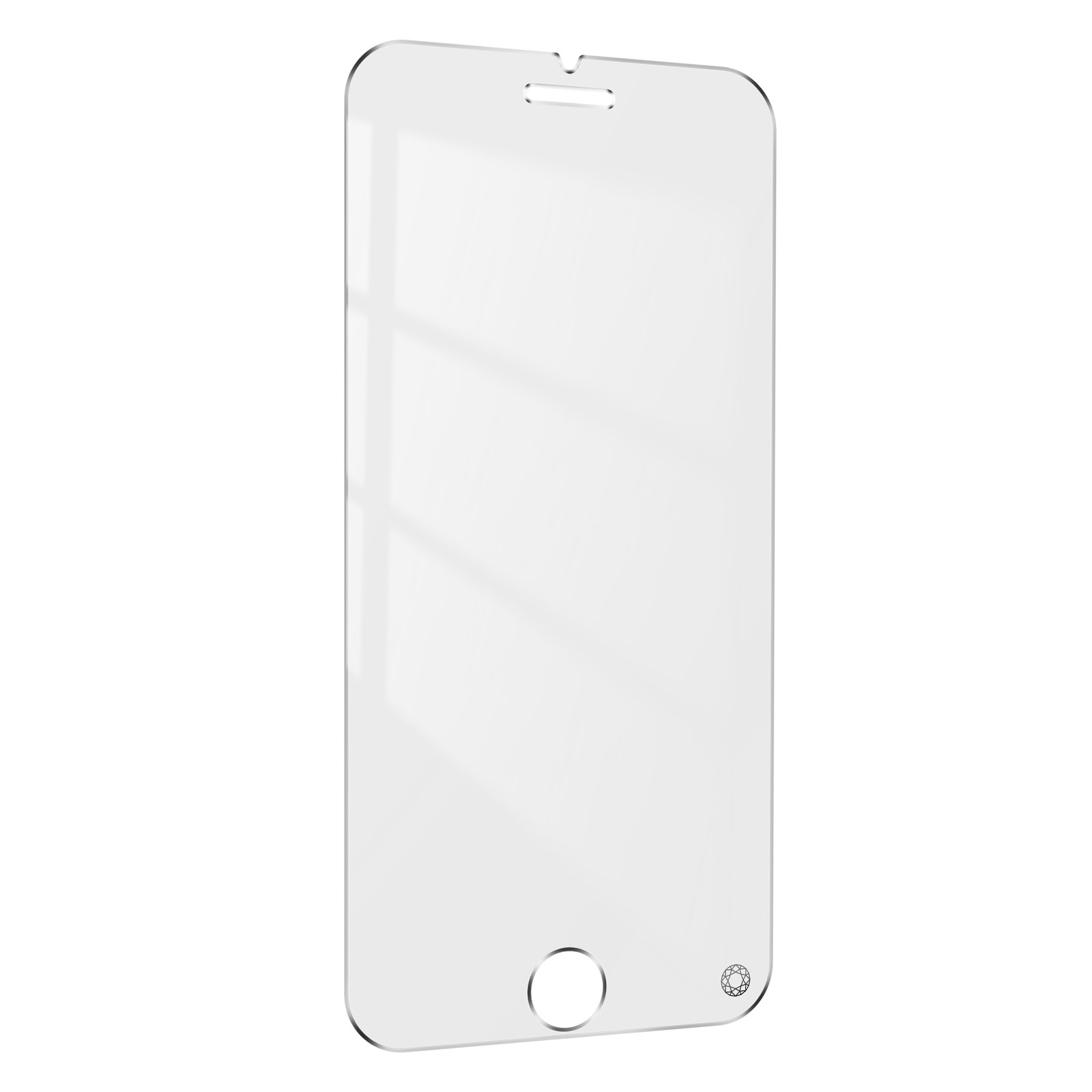 Un protecteur d'écran transparent pour un smartphone, isolé sur fond blanc.
