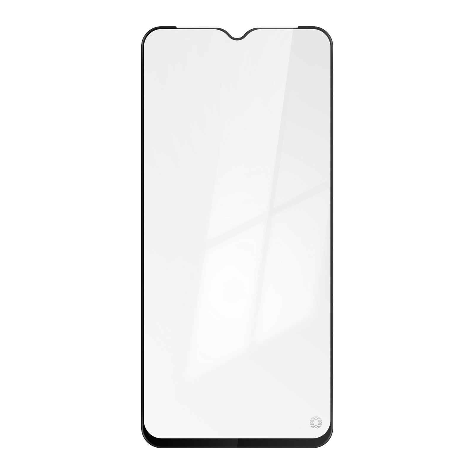 Protecteur d'écran transparent pour un téléphone, fond blanc.