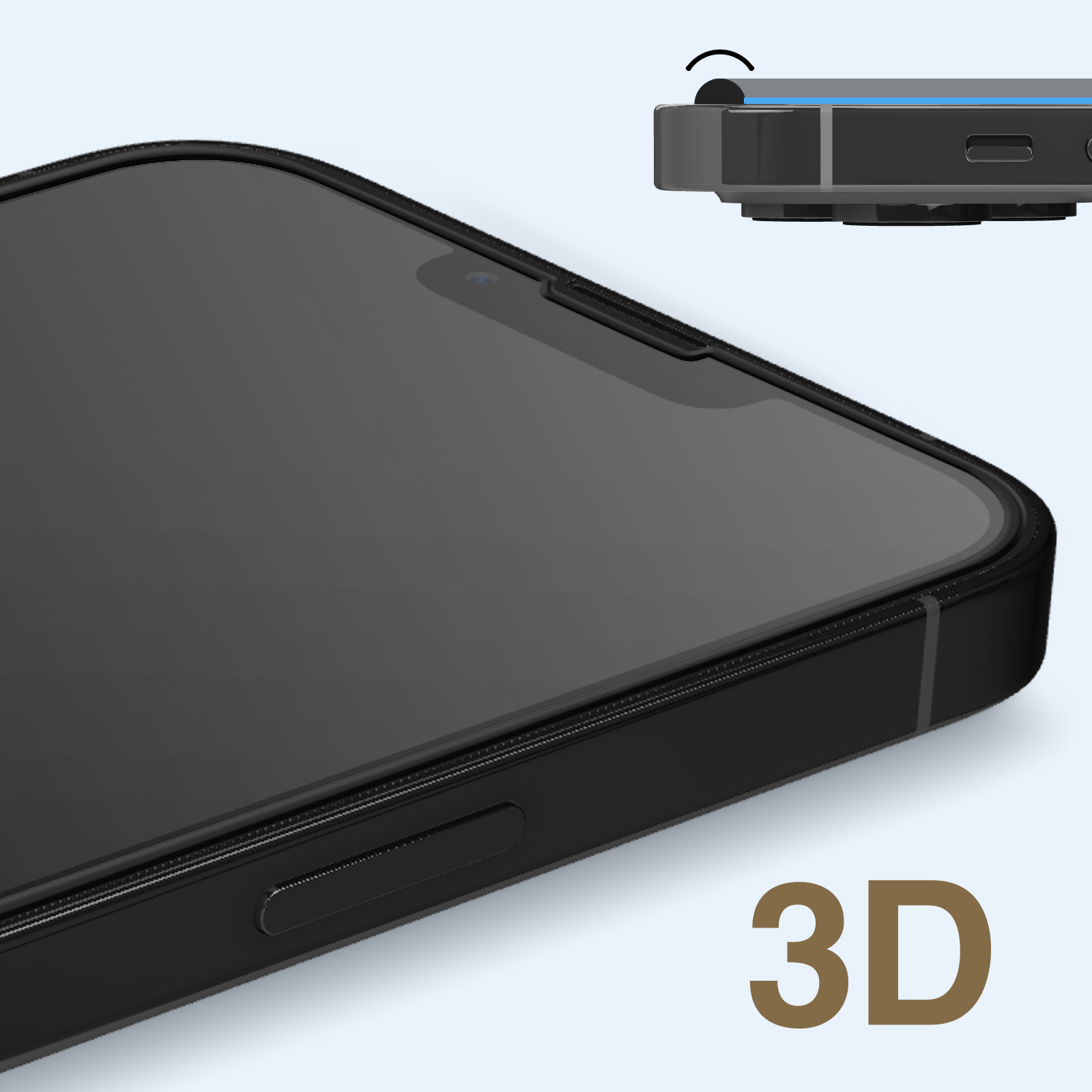 Smartphone avec protecteur d'écran 3D. Téléphone noir avec écran noir et bords incurvés.