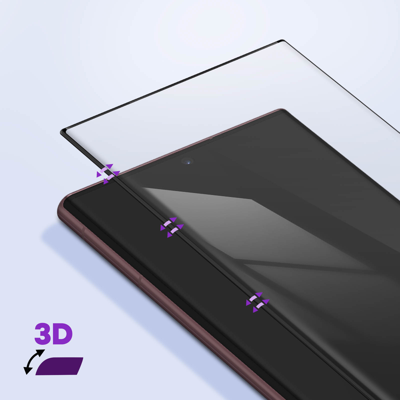 Smartphone avec protecteur d'écran 3D. Le protecteur est clair et transparent.