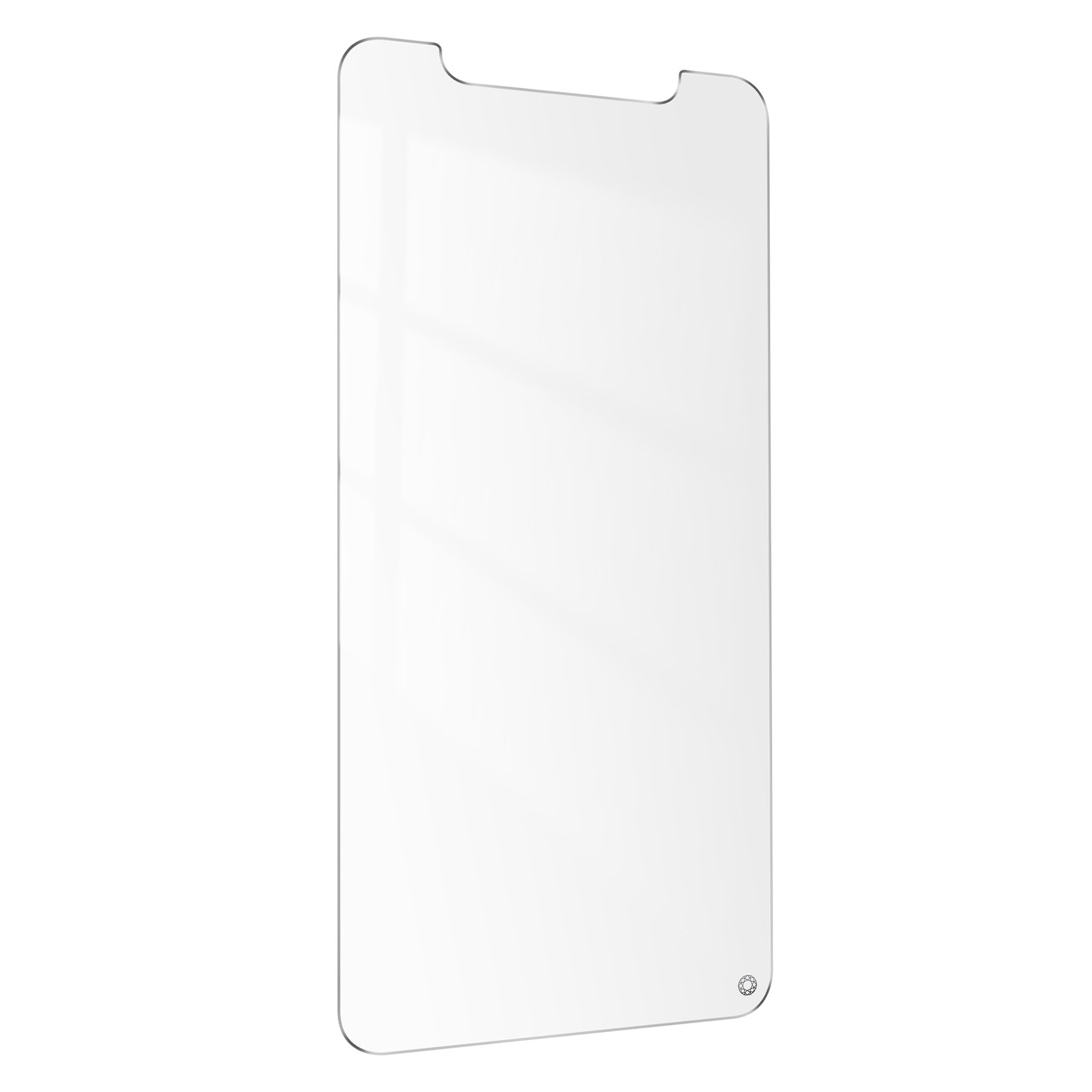 Een heldere schermbeschermer voor een telefoon, geïsoleerd tegen een witte achtergrond.