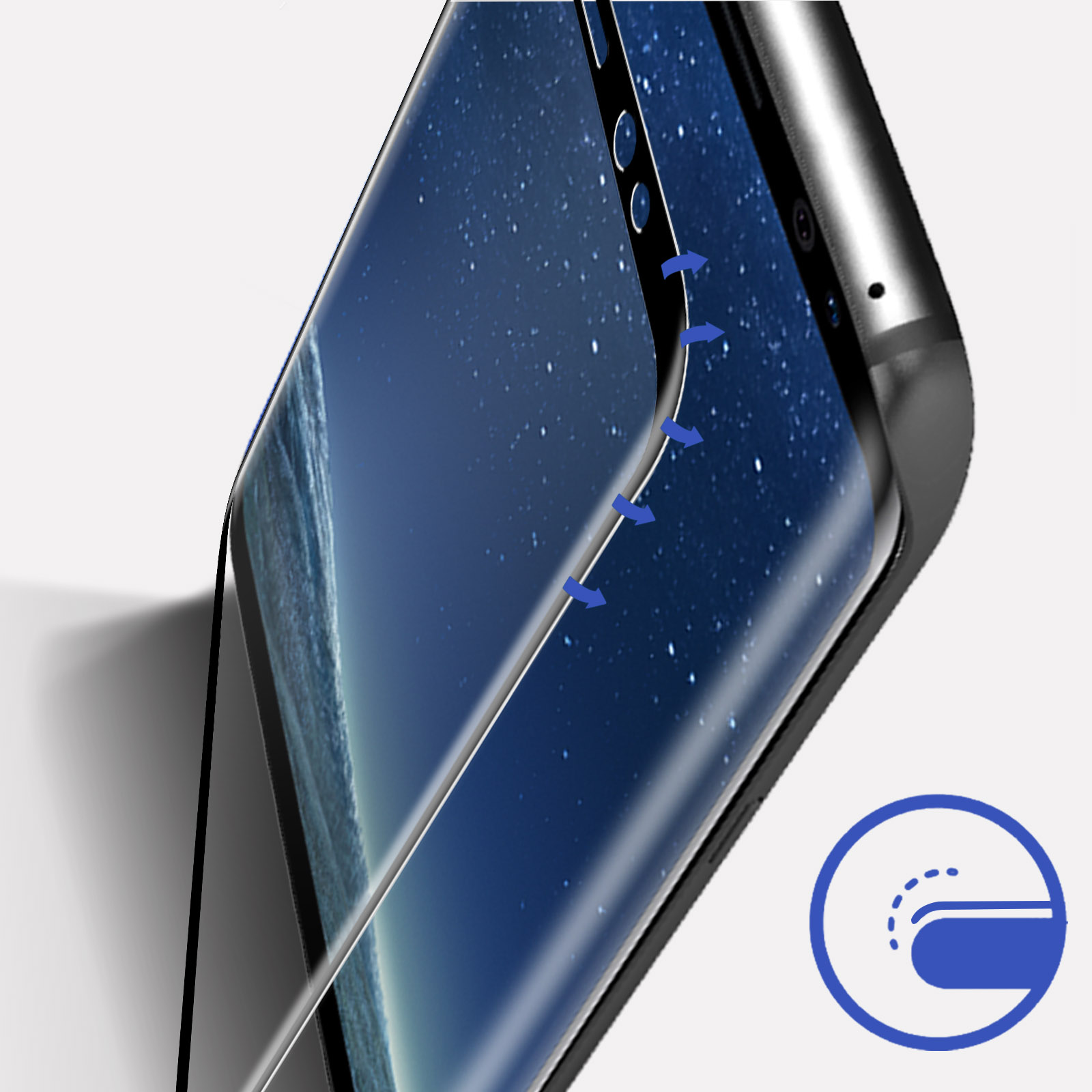 3MK Gehärtetes Glas Schutzfolie Samsung Rand Glas-Folien(für 9H mit S8) Härtegrad, Schwarz Galaxy