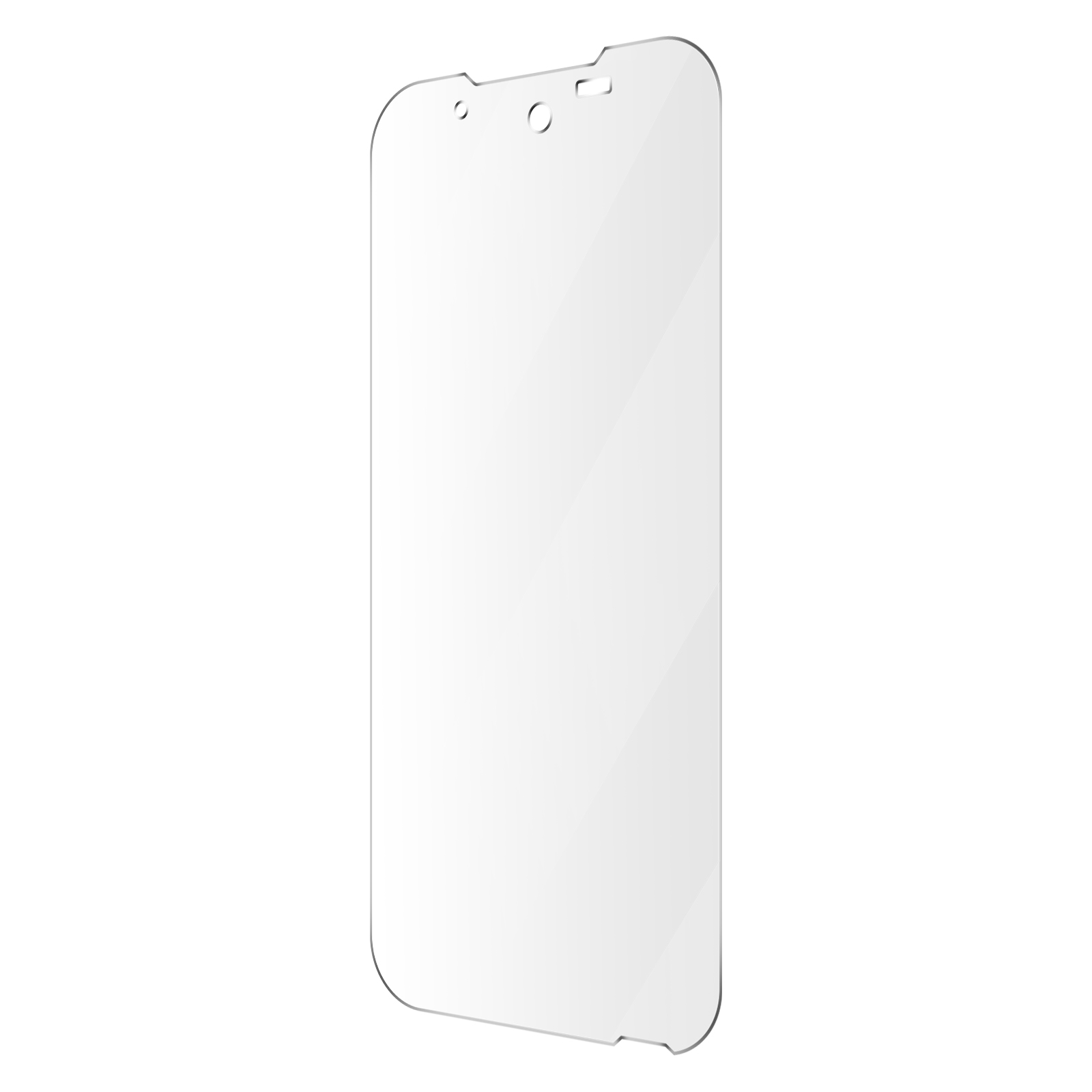 Protecteur d'écran en verre transparent découpé pour un téléphone.