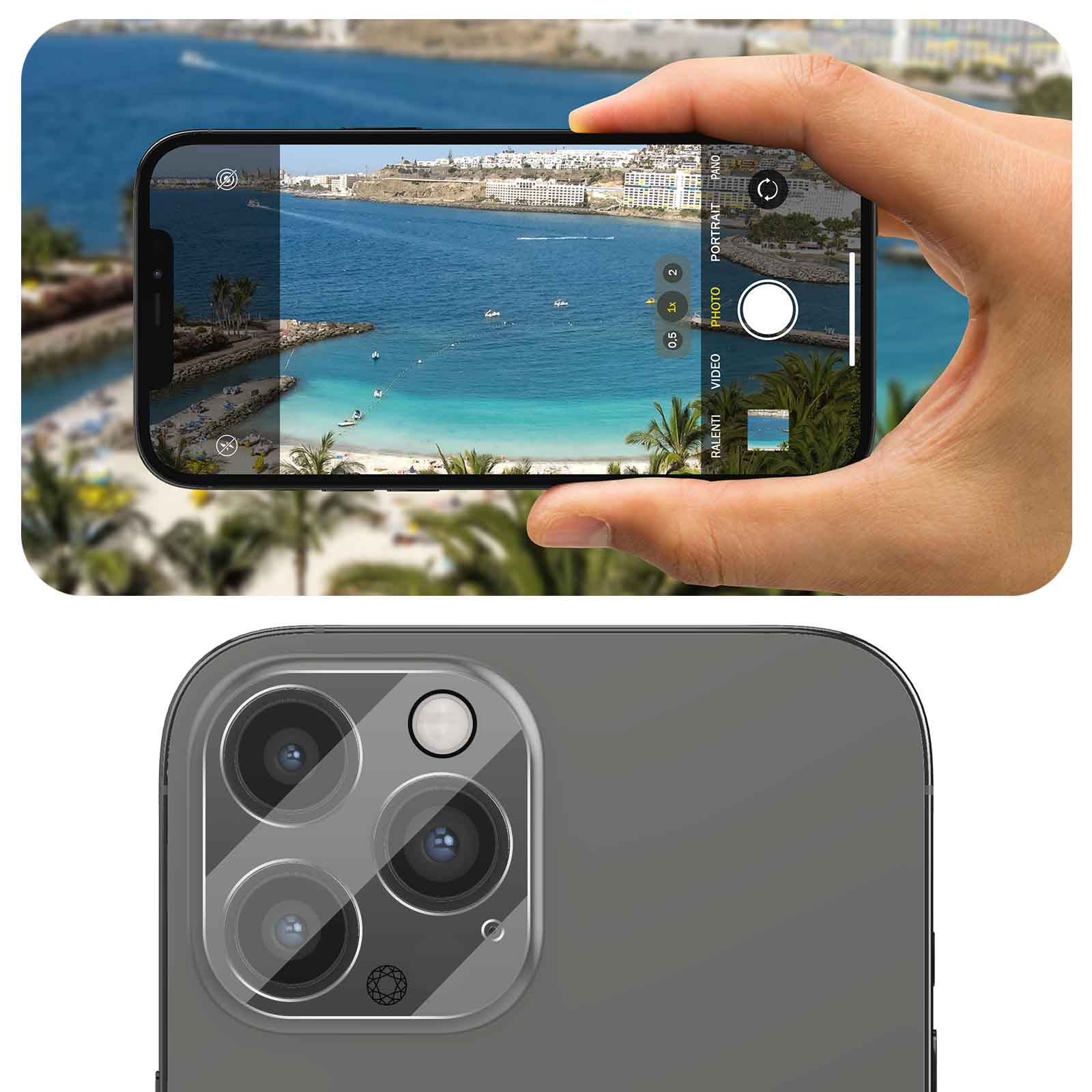 GLASS Härte iPhone 12 Pro Folien(für FORCE Max) Apple Gehärtetes Rückkamera 9H+ Glas,