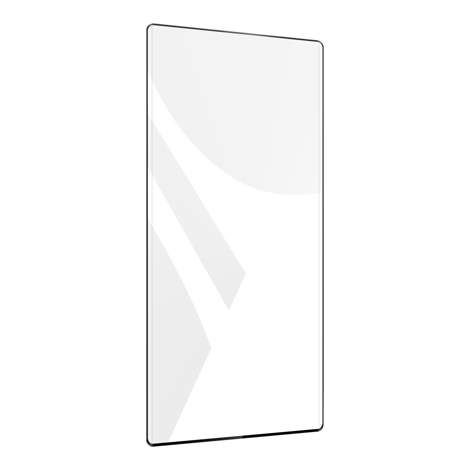 Ochraniacz ekranu telefonu z czarną ramką i przezroczystym szkłem.