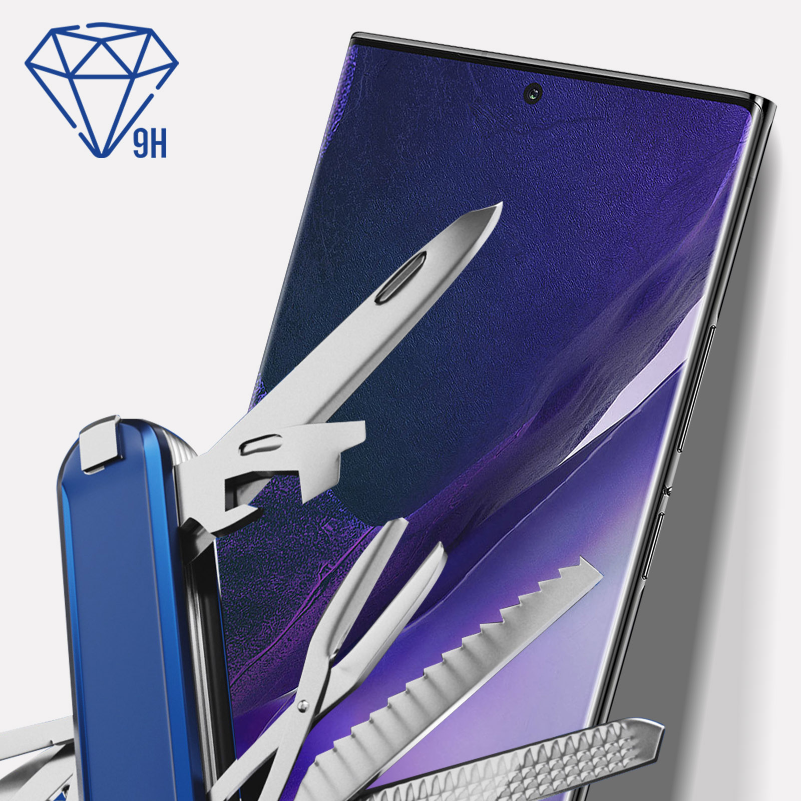 3MK Gehärtetes Glas Schutzfolie mit Härtegrad, Rand 20 Schwarz Glas-Folien(für 9H Note Samsung Galaxy Ultra)
