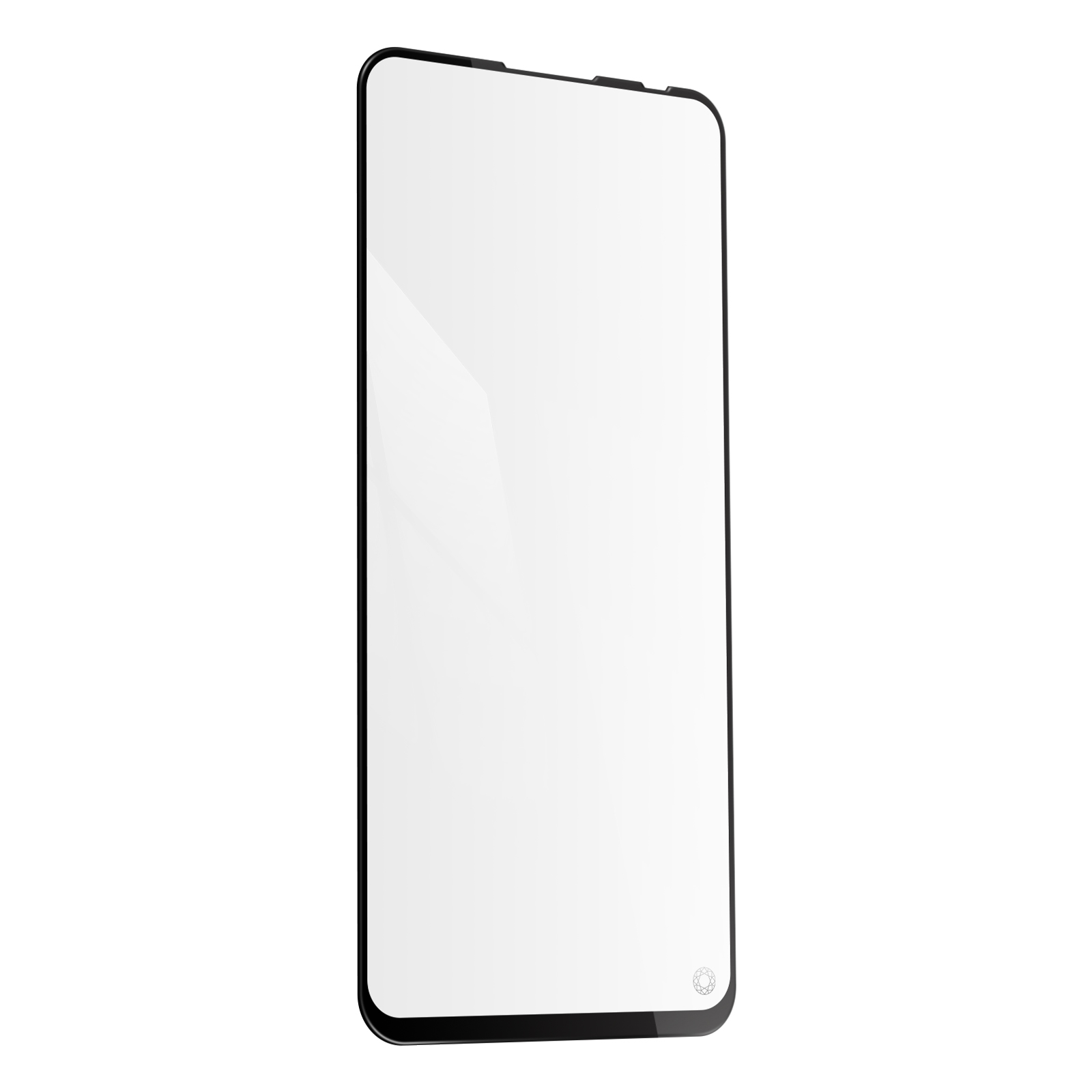 Un protecteur d'écran transparent sur fond blanc. Le protecteur est rectangulaire avec des coins arrondis.