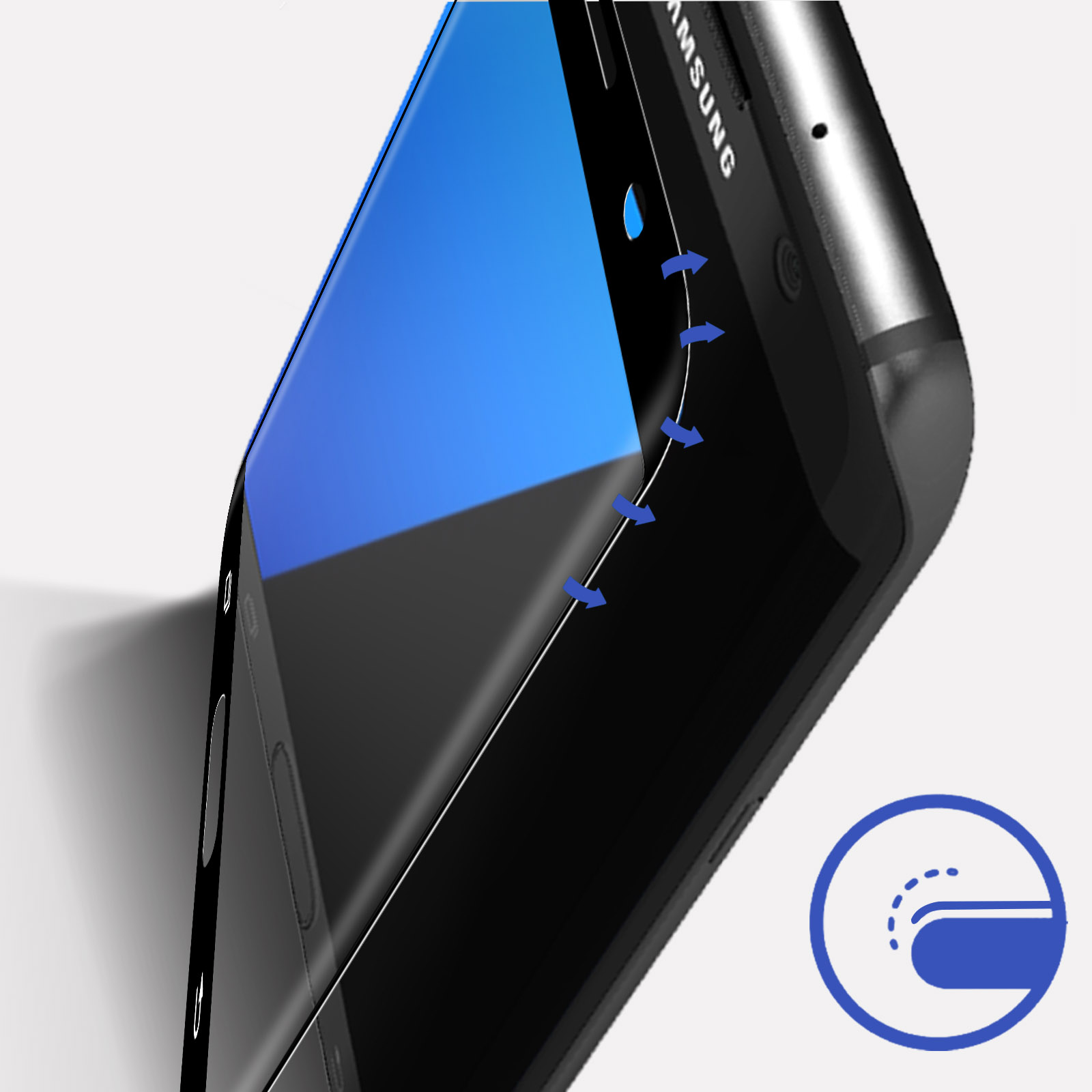 Schutzfolie Gehärtetes Härtegrad, S7 Edge) Glas-Folien(für 9H Schwarz Galaxy Samsung 3MK Rand mit Glas